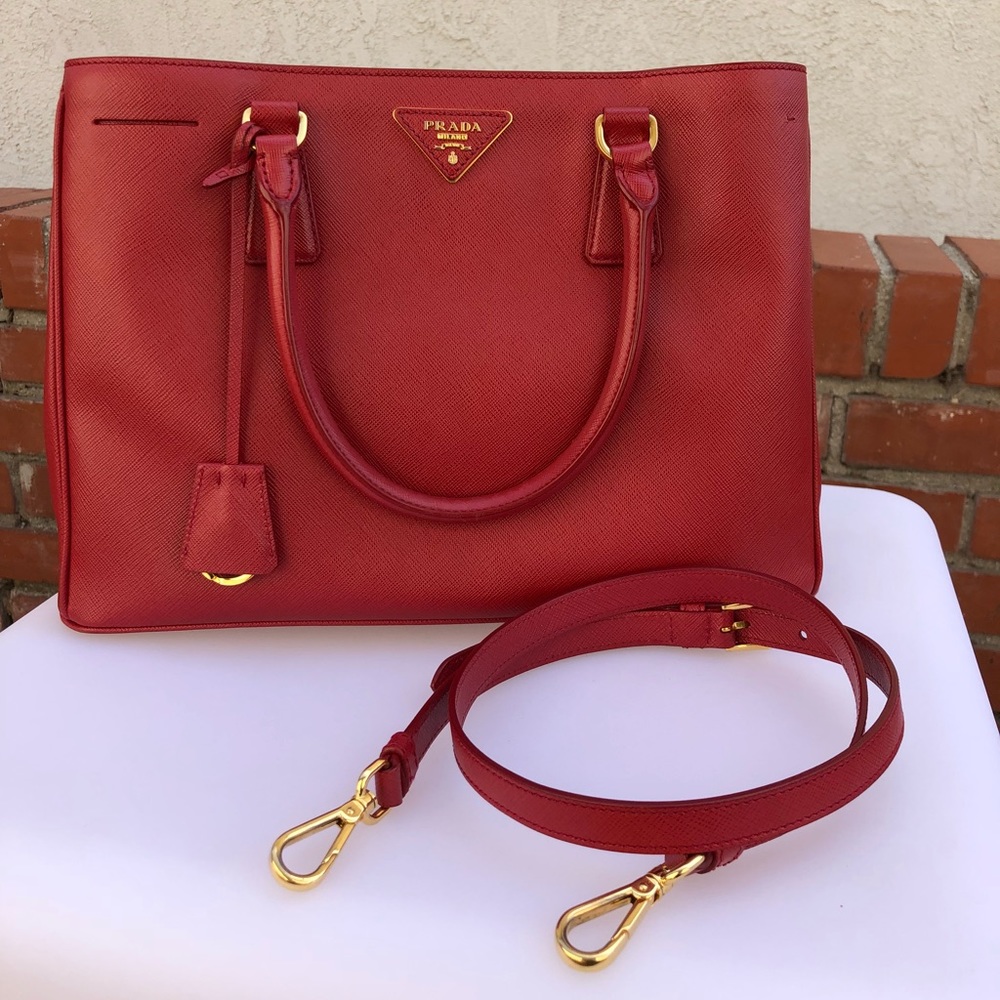 Prada Medium Saffiano Lux Galleria Tote Strap Bag